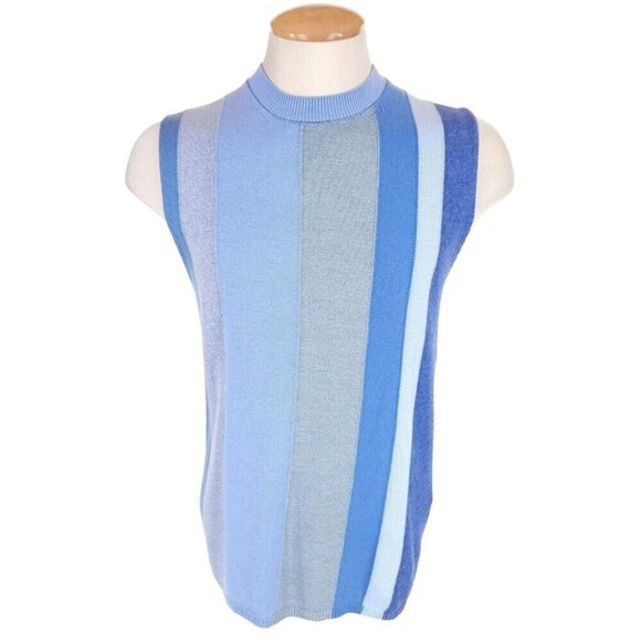 Comme Des Garcons Striped-Pattern Knit Sweater Vest Size M Blue - Picture 2 of 9